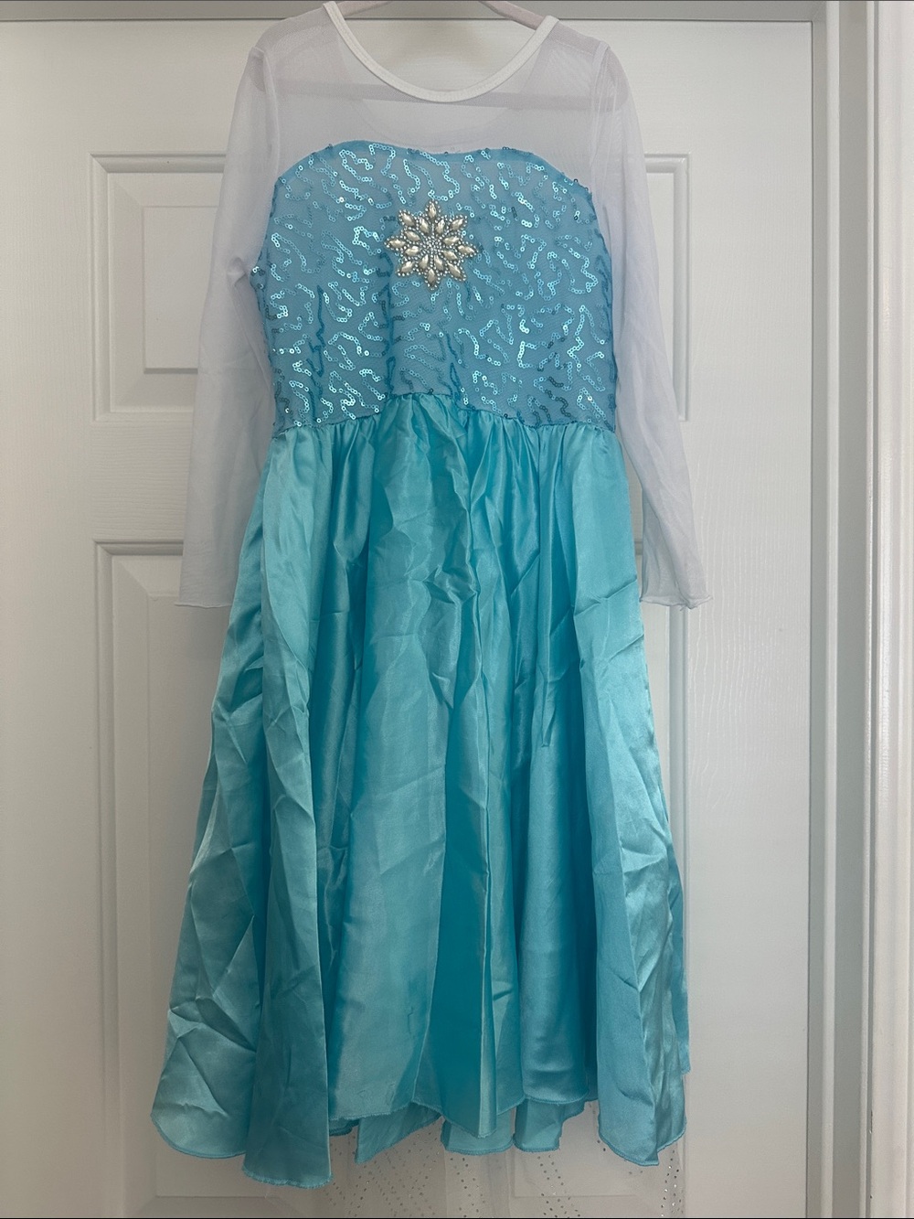 Light Blue Sequin “Elsa” Princess Dress with Snowflake Accent
